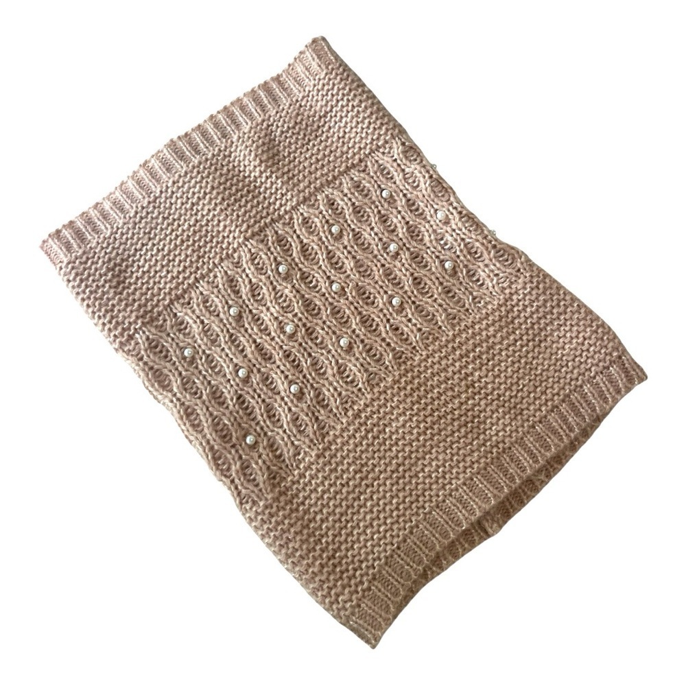 Betsey Johnson Knit Infinity Scarf with Pearl Accents